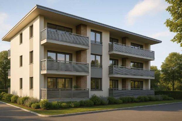 Rednering di un condominio con parapetti in alluminio anodizzato