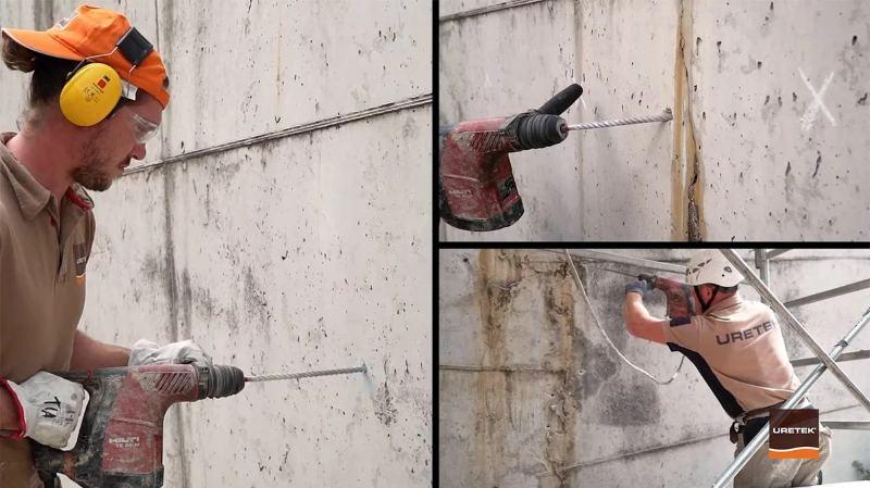 Varie fasi del lavoro su calcestruzzo 