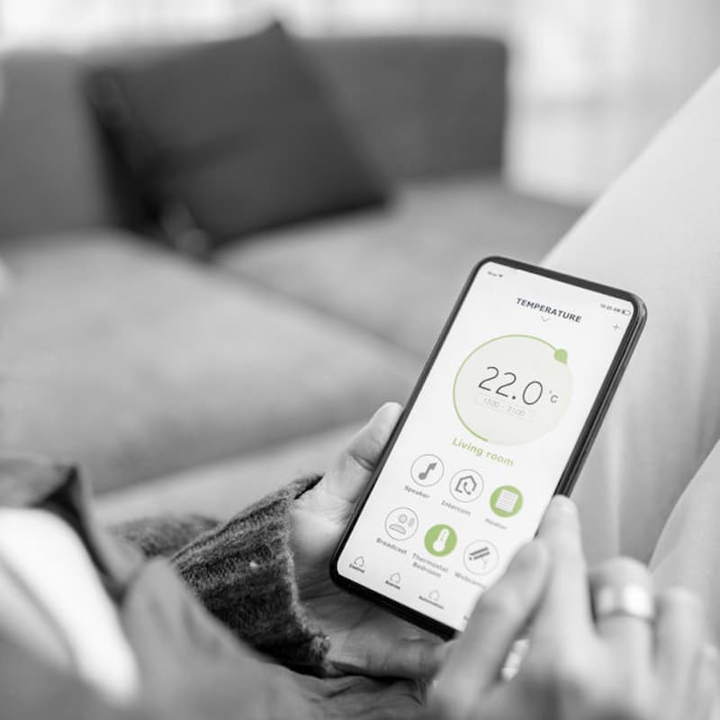 Schermata app regolazione temperatura