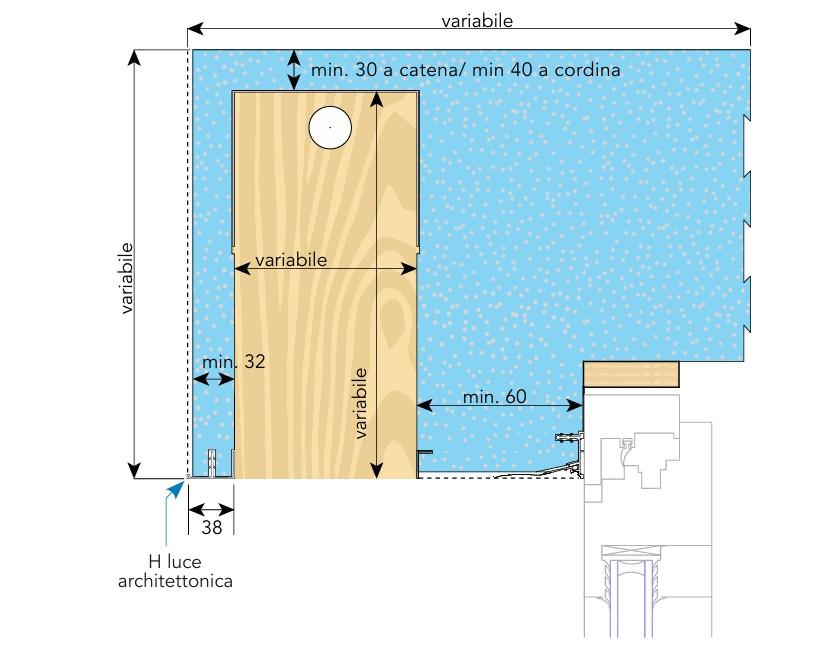 Sezione cassonetto frangisole