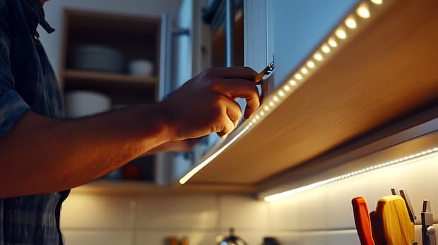 Illuminazione sottopensile a LED in cucina con luce calda
