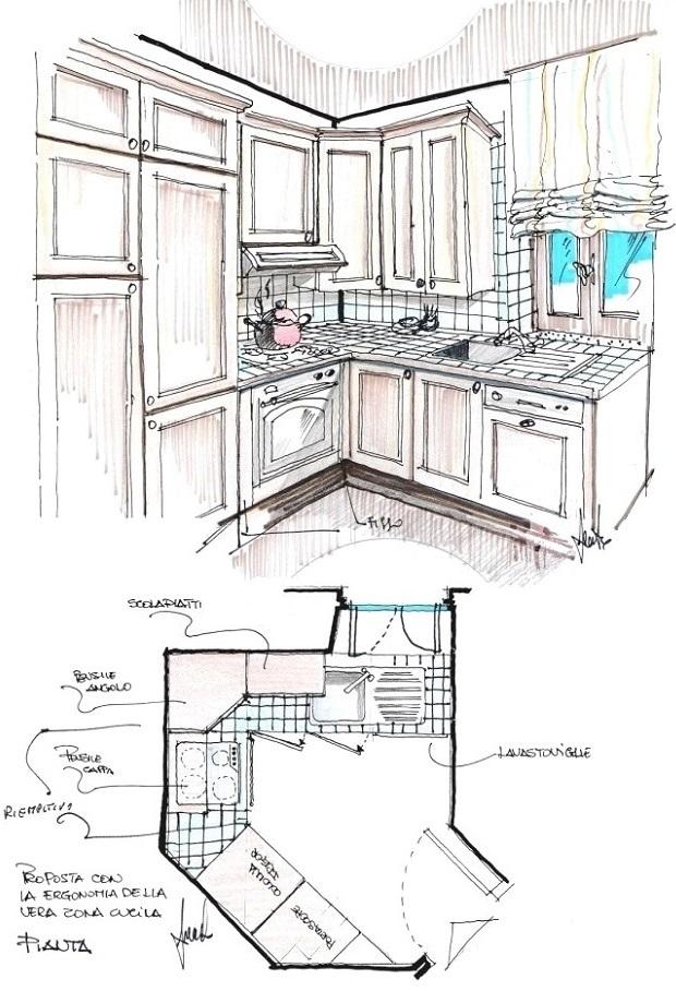 Cucina separata pianta a trapezio - Antonio Previato