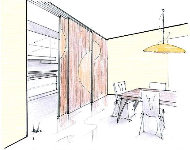 Cucina separata con pannelli scorrevoli - Antonio Previato