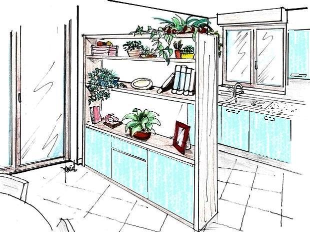 Libreria bifacciale tra cucina e zona pranzo - Antonio Previato