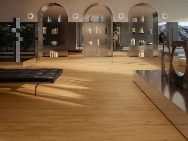 Soggiorno con PVC effetto legno 