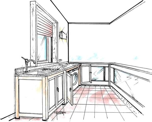 Mobile lavanderia su balcone