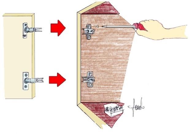 Mobile lavanderia ante montaggio cerniere e basette