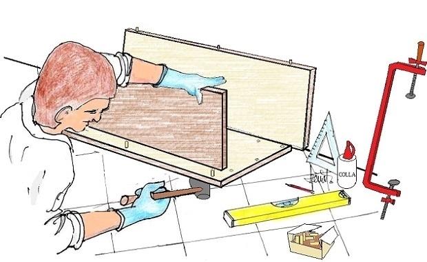 Mobile lavanderia pannelli legno montaggio