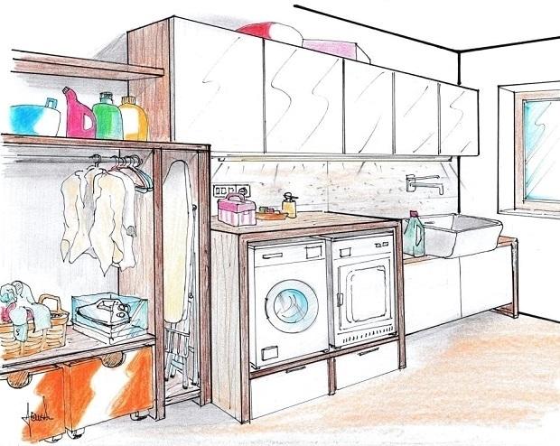 Mobile lavatrice e asciugatrice in vano lavanderia