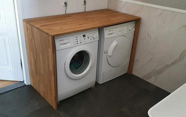 Mobile lavatrice e asciugatrice massello di rovere