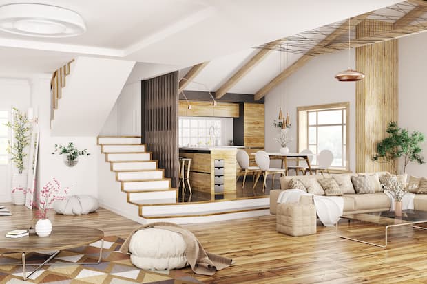 Interno abitazione con parete isolata in aerogel