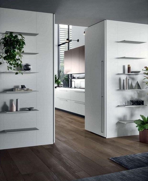 Cucina con anta passante