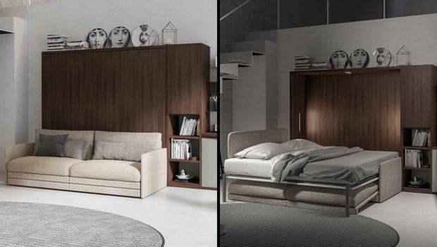 Letto a parete ribaltabile con divano integrato: comfort e funzionalità in un unico arredo