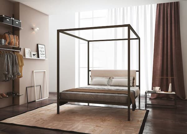 Letto a baldacchino stile industrial