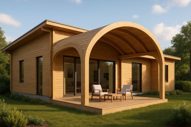 Rendering casa in legno lamellare incrociato 