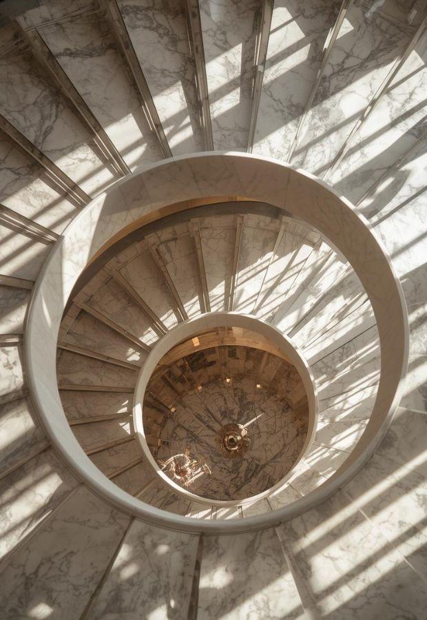 Scala elicoidale rivestita in marmo