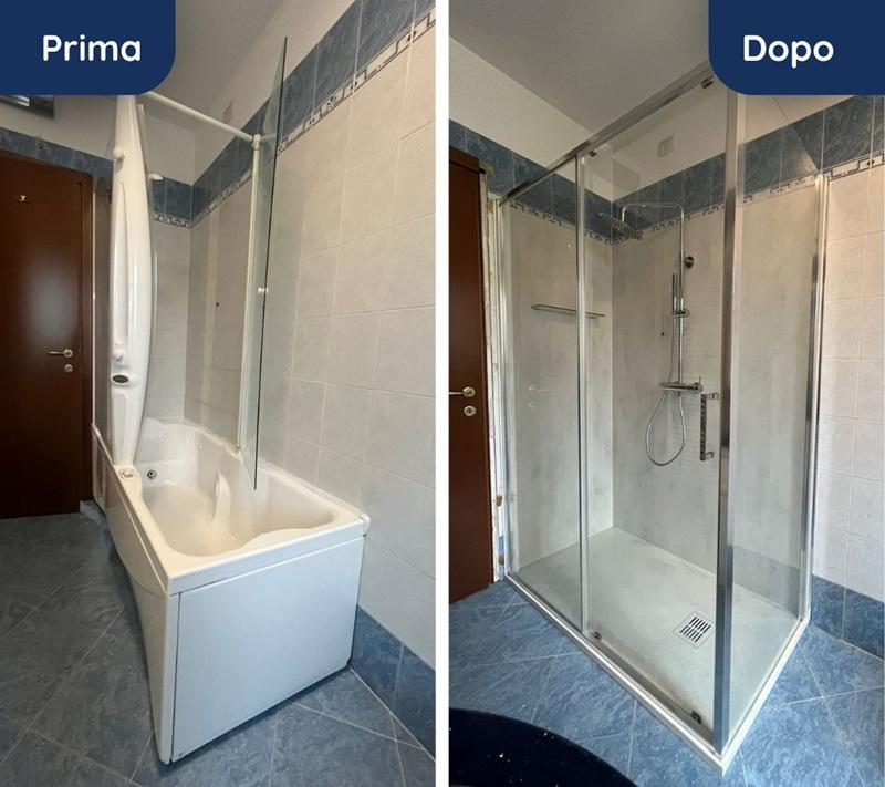 Prima e dopo la sostituzione di una vasca