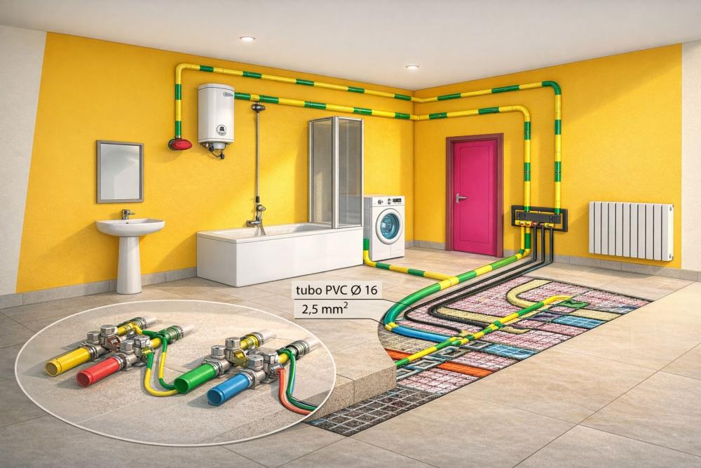 Impianto equipotenziale in bagno - Foto Sora