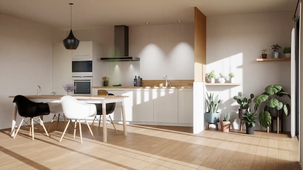 Cucina moderna con cappa aspirante