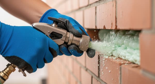 Parete con materiale isolante