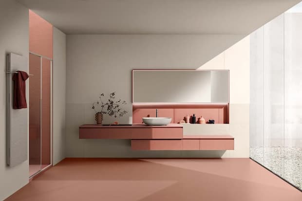 bagno rosa e grigio