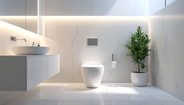 Bagno moderno con rivestimenti chiari