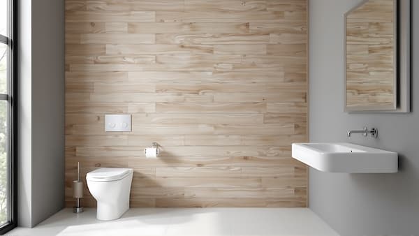 Interno bagno rivestito con piastrelle