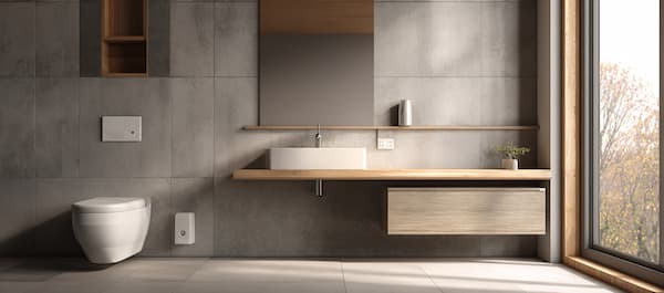 Bagno moderno con piastrelle grandi