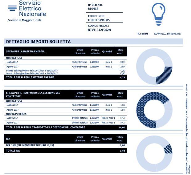 Fac simile bolletta della luce 