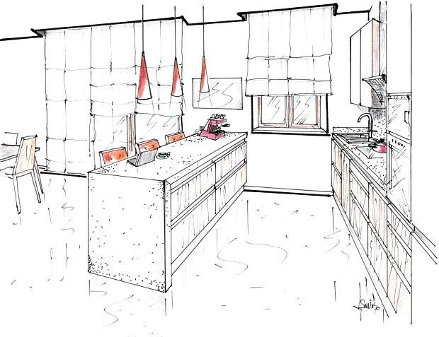 Cucina con isola a muro