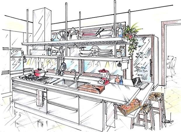 Isola cucina attrezzata