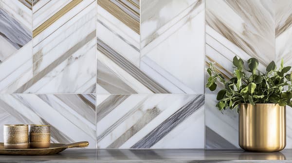 Muro con piastrelle effetto carta da parati