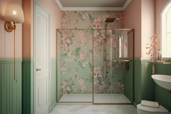 Rivestimento effetto carta da parati in bagno