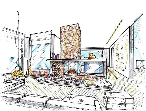 Soggiorno con camino