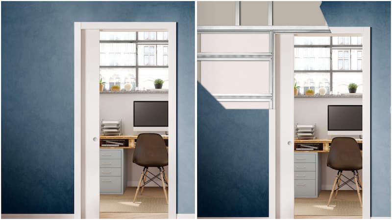 Porta scorrevole in parete in muratura o cartongesso - foto Eclisse srl