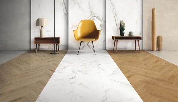 Pavimento autoposante di pvc a effetto legno e marmo di Gerflor
