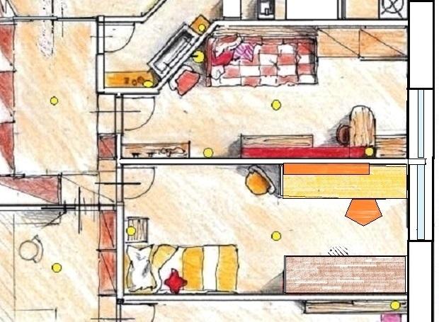 Due camerette da una dividendo finestra