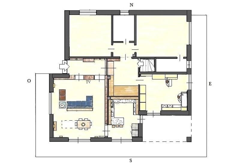 Soggiorno con tante porte - progetto casa di Antonio Previato