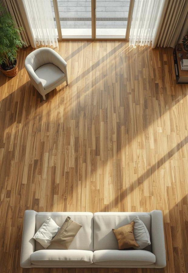 Parquet in bamboo con un arredo minimal