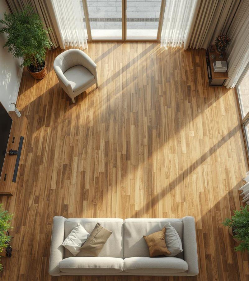 Parquet bamboo in soggiorno moderno con arredi minimal - Canva