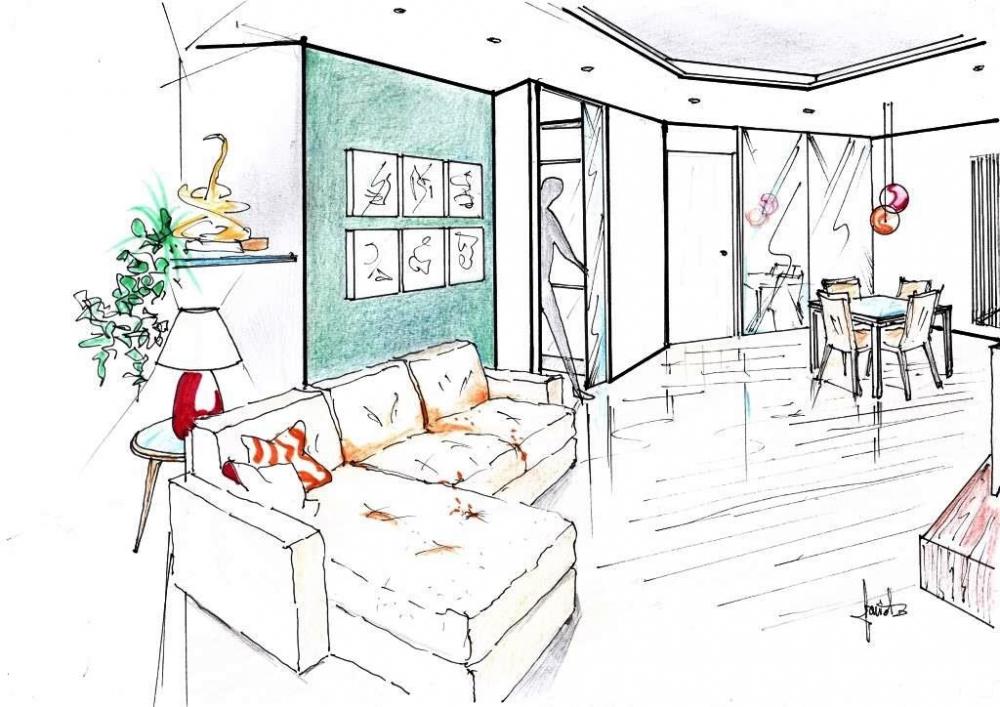 Rivestimenti pareti e soffitto soggiorno - Antonio Previato Progettista