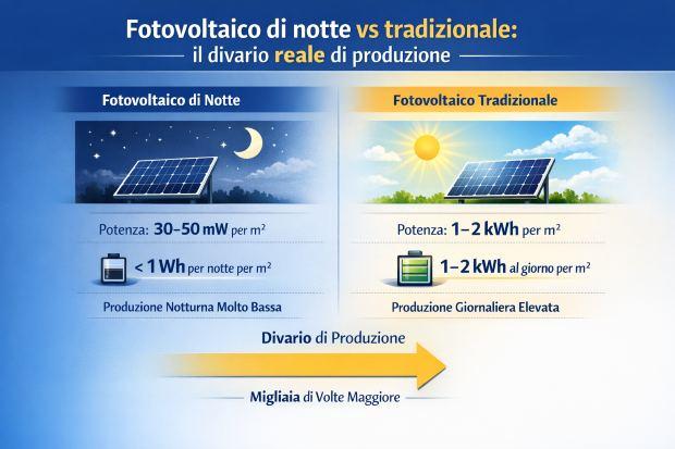 Infografica produzione fotovoltaico di notte vs giorno 