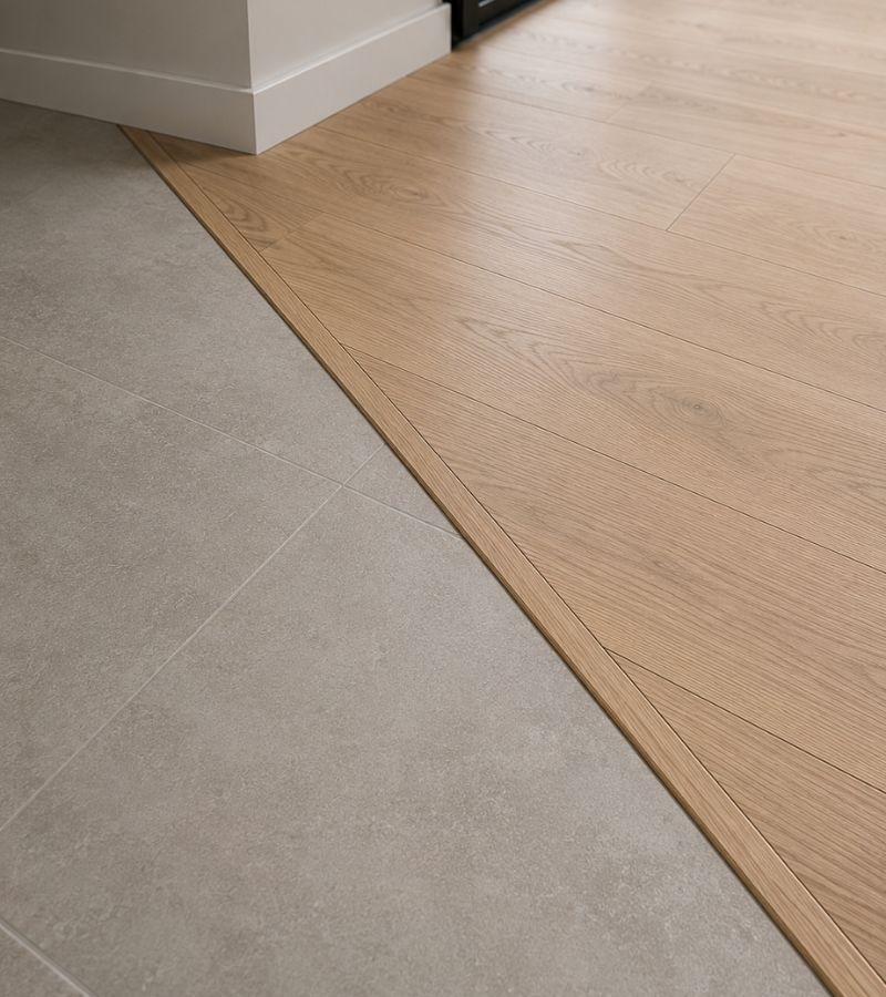 Raccordo tra parquet prefinito sottile e pavimento esistente in gres