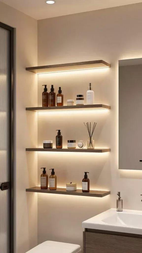 mensole luminose bagno
