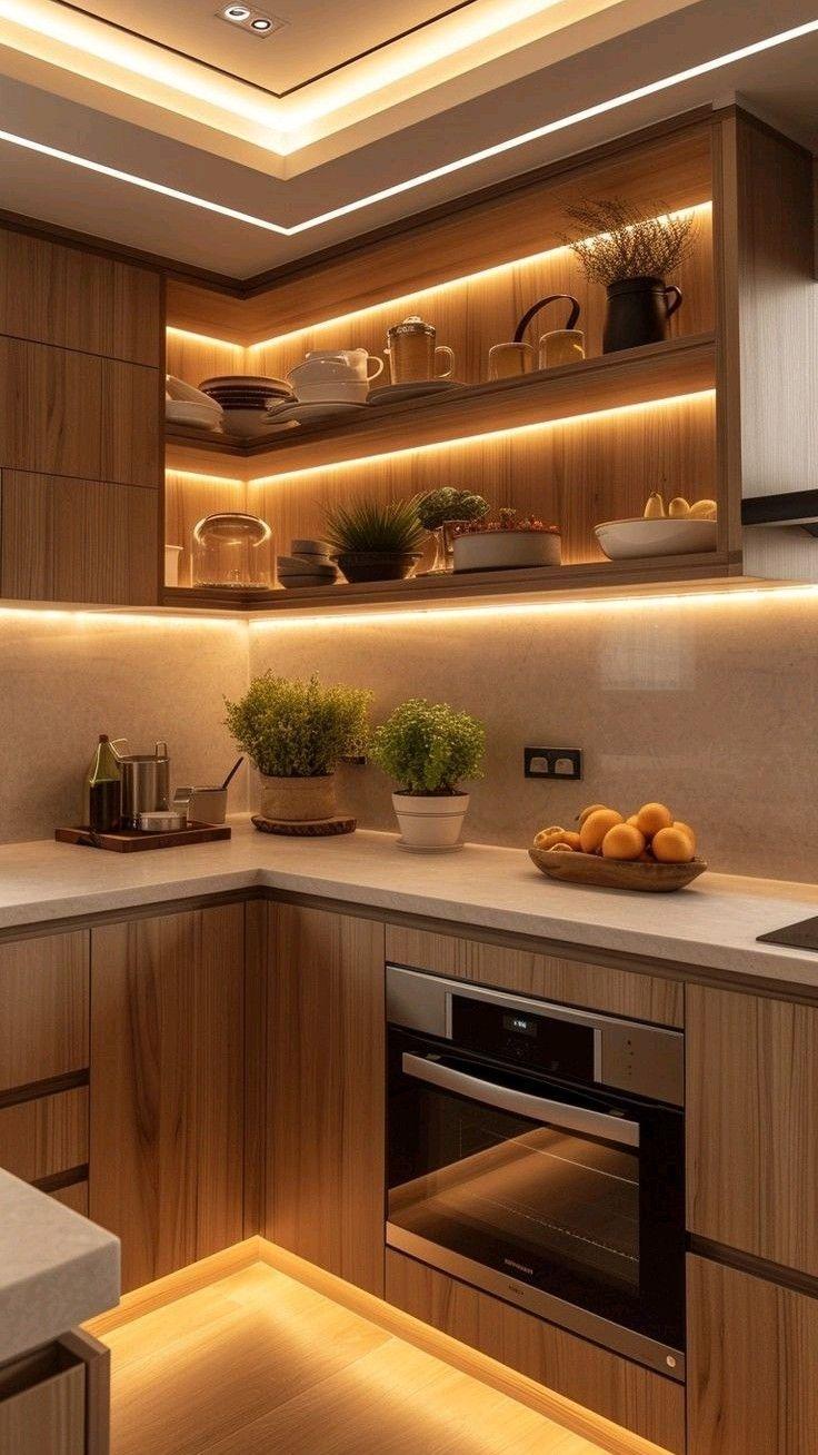 mensole illuminate cucina 