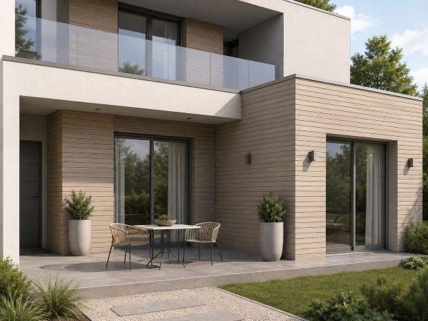 Casa con listelli compositi chiari 
