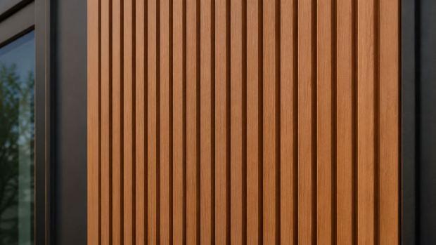 Parete esterna con listelli compositi in legno 
