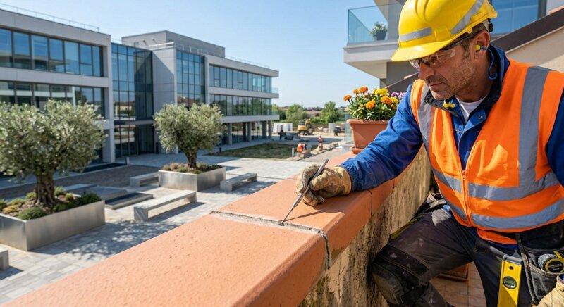 Operaia al lavoro su coprimuro