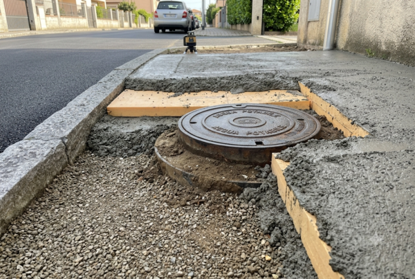 Tombino su sottofondo del pavimento