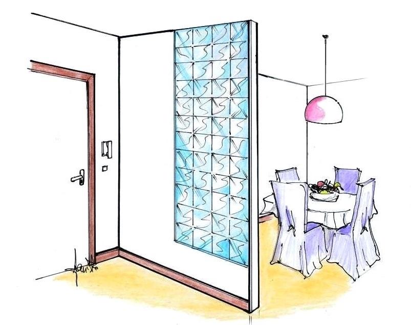 Vetrocemento tra ingresso e living - Designer Antonio Previato